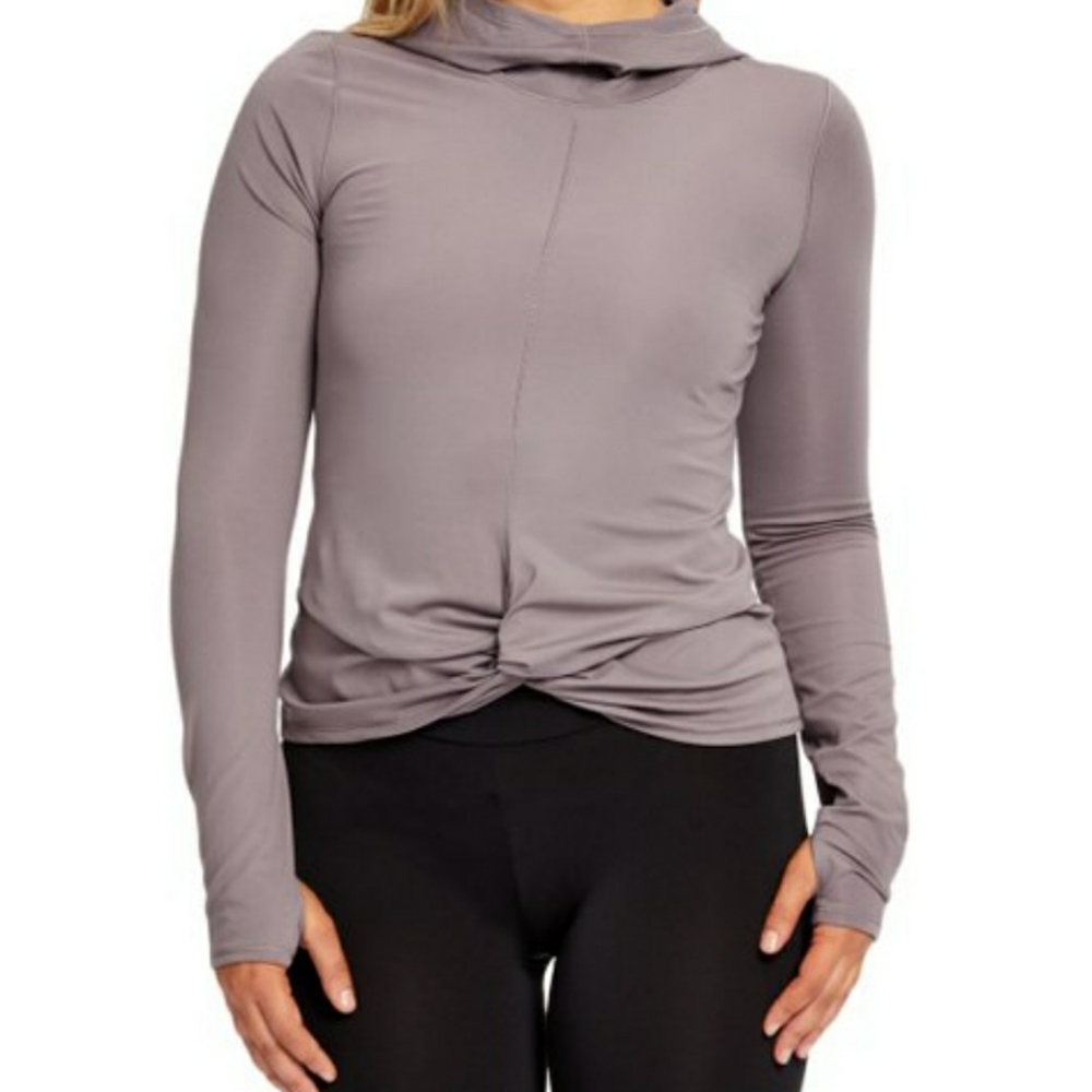 Yogalicious front knot pullover with hood XL